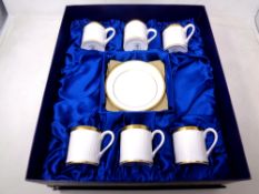 A boxed Crown Staffordshire six piece coffee service