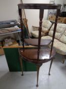 Two demi-lune tables and a card table