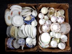 Two boxes of 20th century part tea sets, Paragon, Royal Kent,