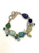 A silver and hard stone bracelet,