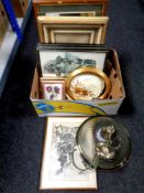 A box of pictures and prints, silhouettes,