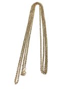 An antique yellow gold long guard chain, 10.6g.