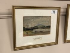 George Barclay Wishart (1873 - 1937) : Mouth of The Tweed, watercolour, 11 cm x 17 cm, framed.