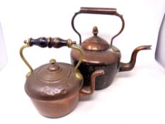 Two Victorian copper kettles