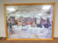 A pine framed abstract print,