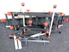 A folding metal work bench