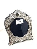 A silver easel photo frame, height 15cm.