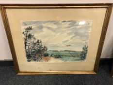 Continental school : a watercolour depicting a landscape,