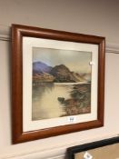 Twentieth century school : Castle by a loch, watercolour, indistinctly signed, 25 cm x 25 cm,