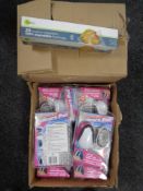 A box of re-sealable food bags and a quantity of pedicure pods