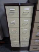 A metal ten drawer document chest