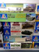 Italeri modelling kits - Group of six 1:35 scale military models (as illustrated)