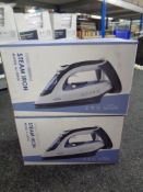 Two boxed Simbr steam irons