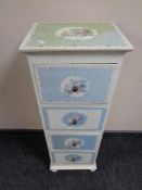 A contemporary four-drawer floral patterned narrow chest