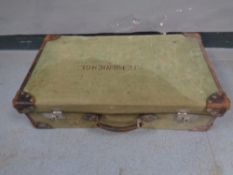 A vintage canvas luggage case