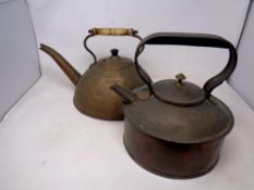 Two antique copper kettles