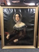 British School (19th century) Portrait of a lady wearing a bonnet, oil on canvas, 90cm by 71.