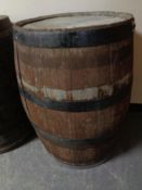 An oak coopered whisky barrel