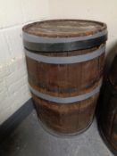 An oak coopered whisky barrel