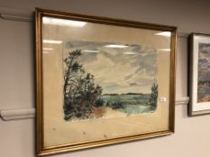 Continental school : rural landscape, watercolour, indistinctly signed,
