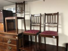 A set of three 19th century inlaid mahogany bedroom chairs