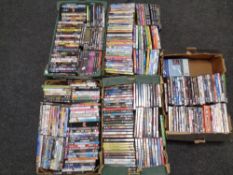 Five boxes containing assorted DVD's, children's etc.