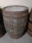 An oak coopered whisky barrel