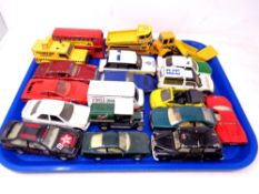 A tray of 20th century play worn die cast vehicles, Corgi,