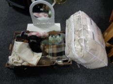 Vantoneksumi double bed throw together with a contemporary dressing-table mirror and a box