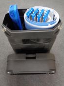 Rear projection surface screen in mobile portable box.