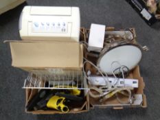 Two boxes of retro style pendant light fitting, Delonghi dehumidifier,