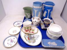 A tray of Jasperware, Wedgwood mustard pot,