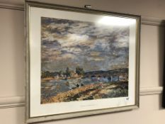 After Alfred Sisley : The Bridge at Sevres, colour print,