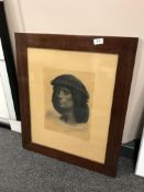 Continental school : Head portrait study of a man, engraving, indistinctly signed,