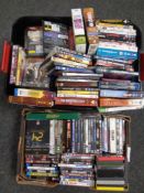 A crate and box containing DVD's and DVD box sets