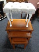 Three tables together with a dressing-table, stool upholstered in dralon.