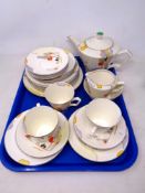 A tray of 27 pieces of Tams Ware Woodland Art Deco tea china