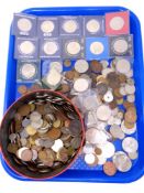 A tray of commemorative crowns, British pre decimal coins,