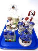 A tray of Staffordshire dogs,