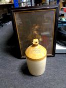 A stoneware flagon marked T Lascelles, Wine & Spirit Merchant, Guildford,