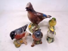A group of five Beswick birds comprising Bullfinch, Chaffinch, Goldcrest,