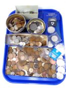 A tray of commemorative crowns, British pre decimal coins,