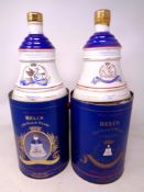 Two Bells Old Scotch Whisky decanters commemorating the birth of Princess Beatrice and Eugenie,