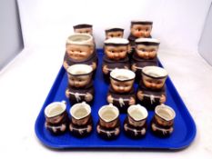 A tray of West German Goebel monk character jugs