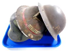 A Second World War era helmet marked 'Police',