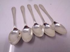 A set of five silver teaspoons