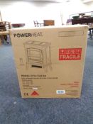 A boxed Powerheat heater in the form of a fire