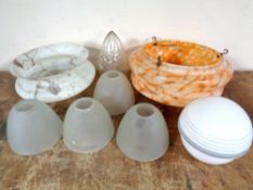 A box of two Art Deco marble glass light shades,