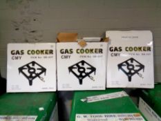 Three gas cooker hobs,