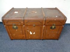 An early 20th century bentwood shipping trunk